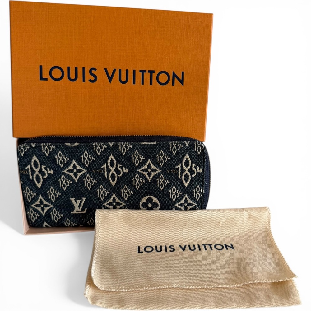 Louis Vuitton 1854 Zippy Long Wallet Navy Jacquard Zip Around Box Dust Bag - Picture 3 of 13